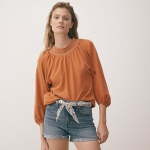 Madewell Women's Burnt Orange Peasant Blouse Large